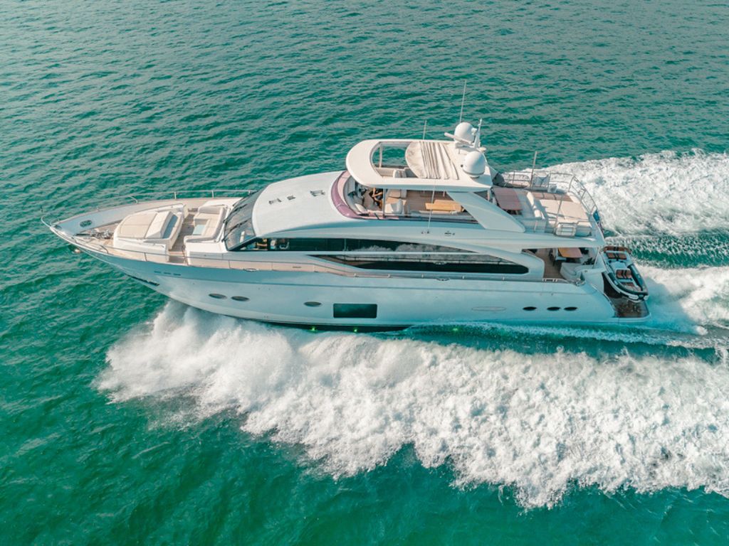 90 Princess yacht aft deck with sunbeds