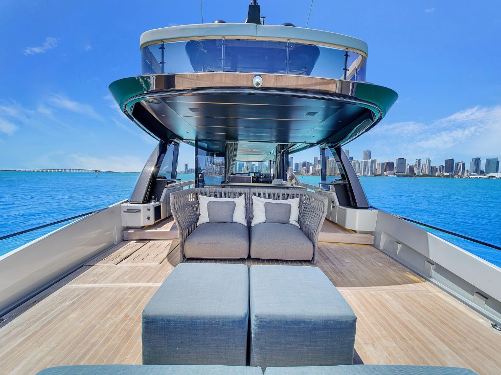 View of the Miami skyline from the 62 Explorer yacht