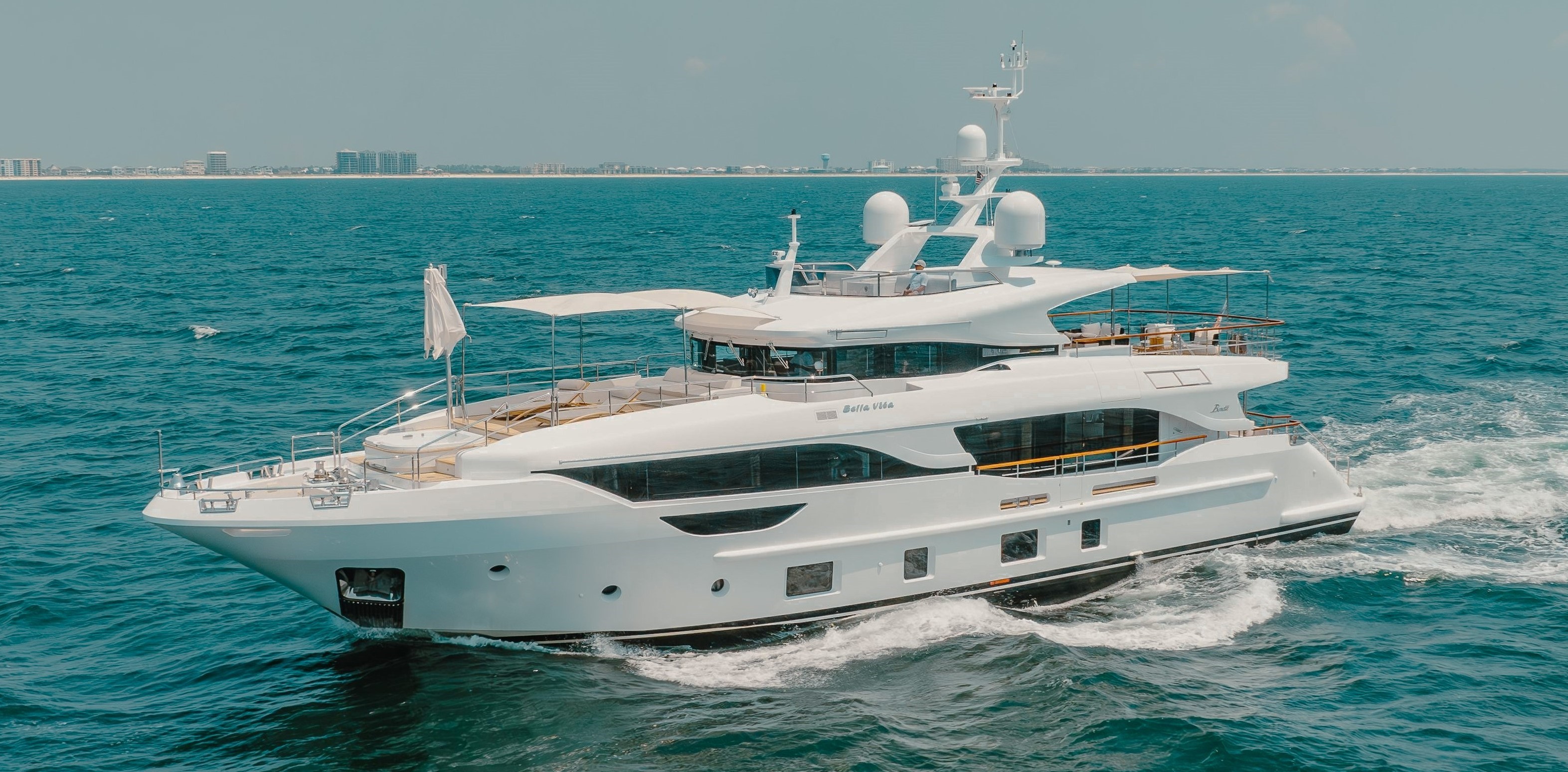Stunning 95ft Benetti luxury yacht available for charter in Miami waters.