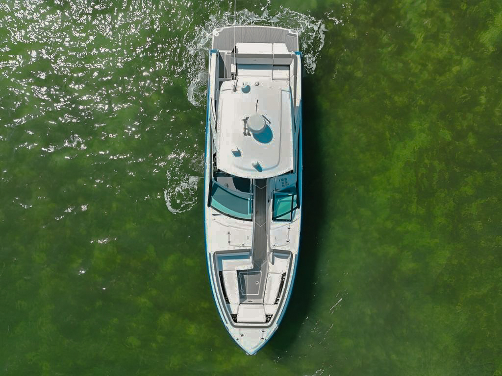 Rear view of 38 Monterey yacht showing deck space