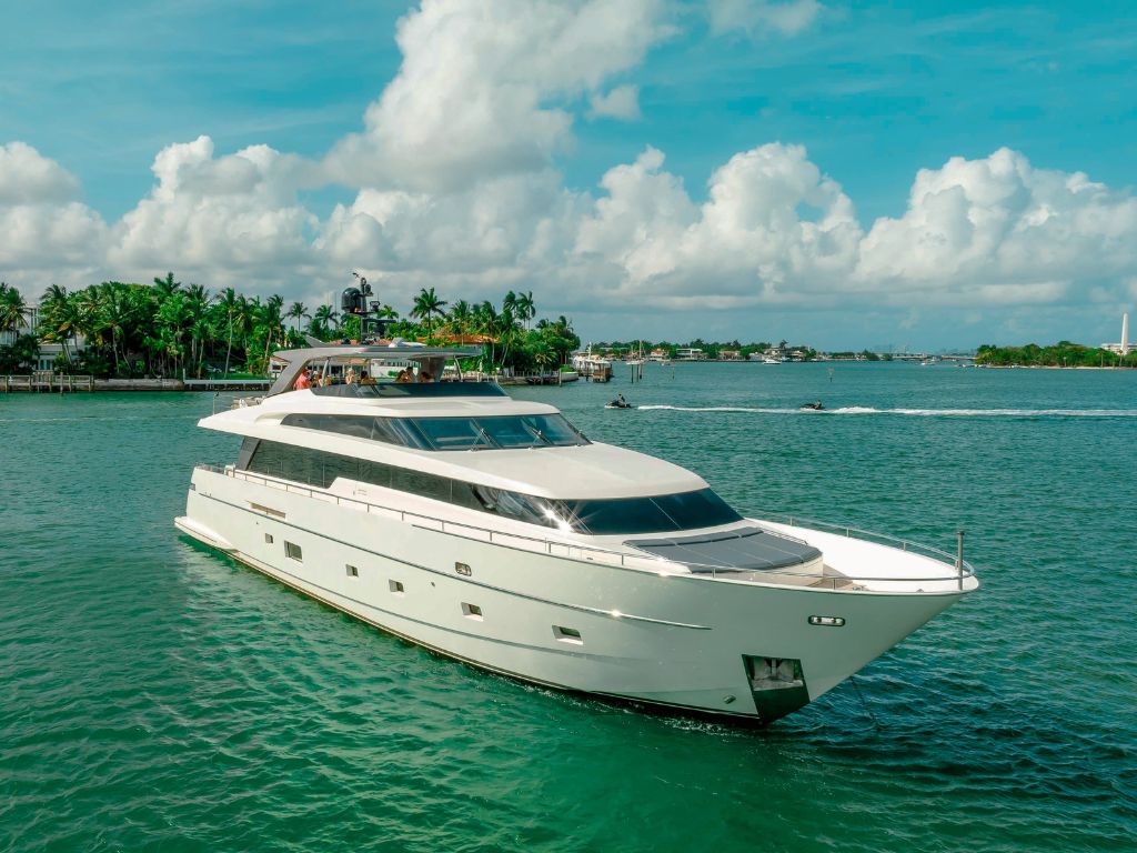Deck area of the 97 San Lorenzo yacht with seating