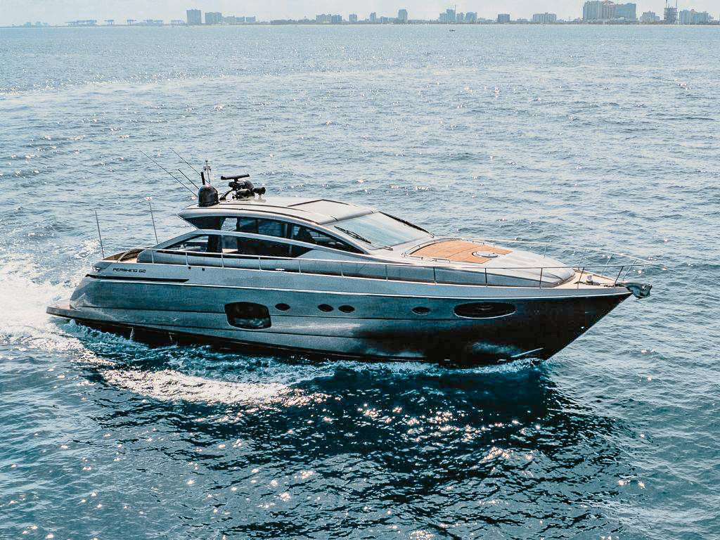 Aft deck of the 62 Pershing yacht for lounging