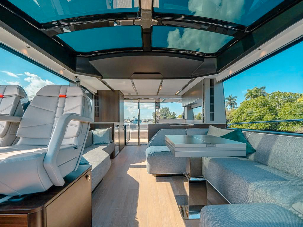 Forward sunpad on the 65 Sunseeker yacht