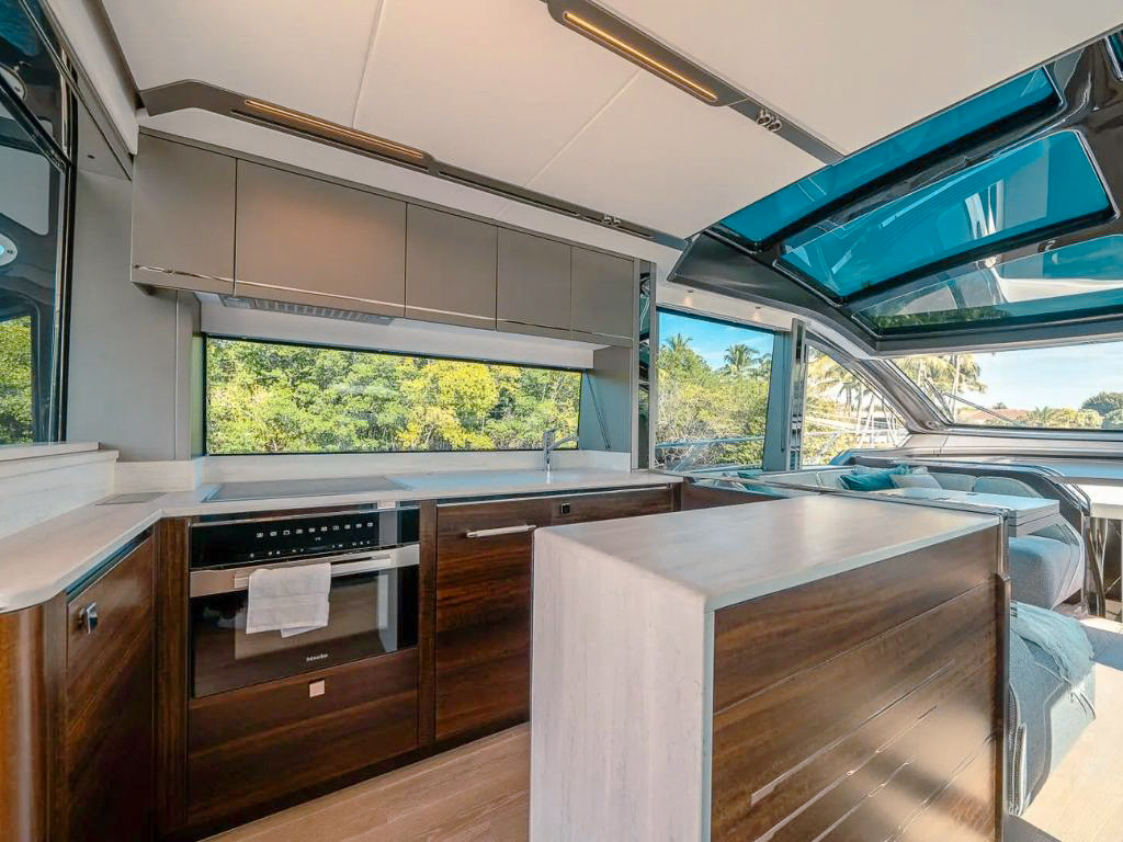Dining area in the 65 Sunseeker yacht