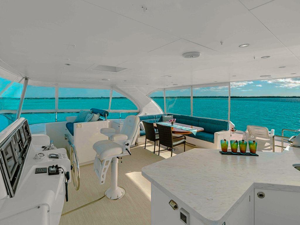 A group enjoying the deck of 60 Horizon yacht