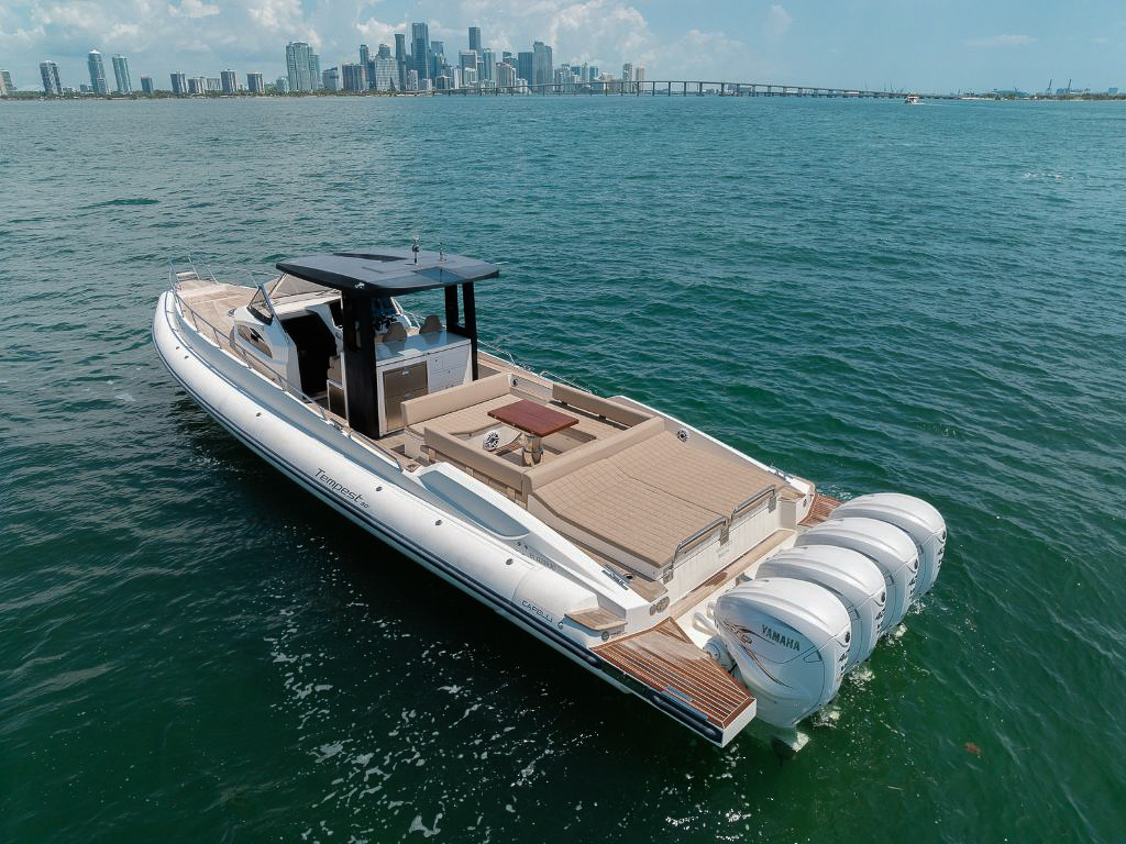 51 Capelli yacht's spacious cockpit seating area