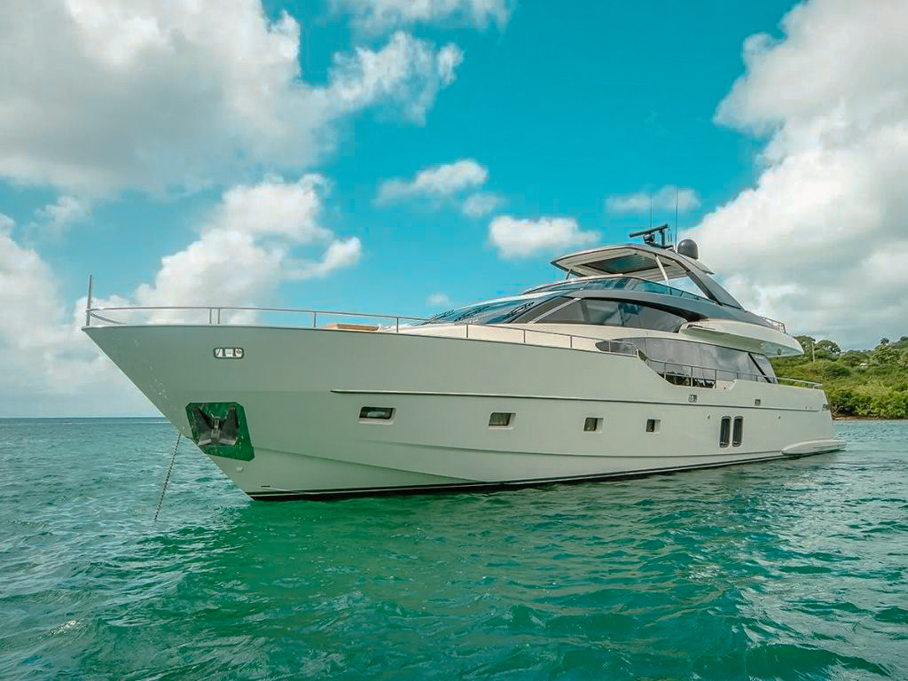Another exterior shot of the 87 San Lorenzo yacht on the water