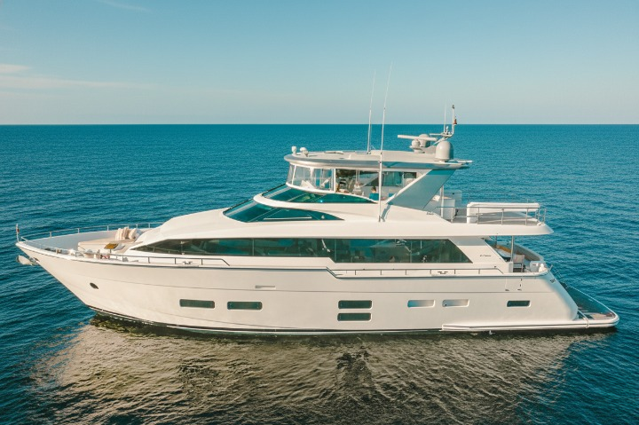 75 Hatteras motor yacht for private charter in The Bahamas