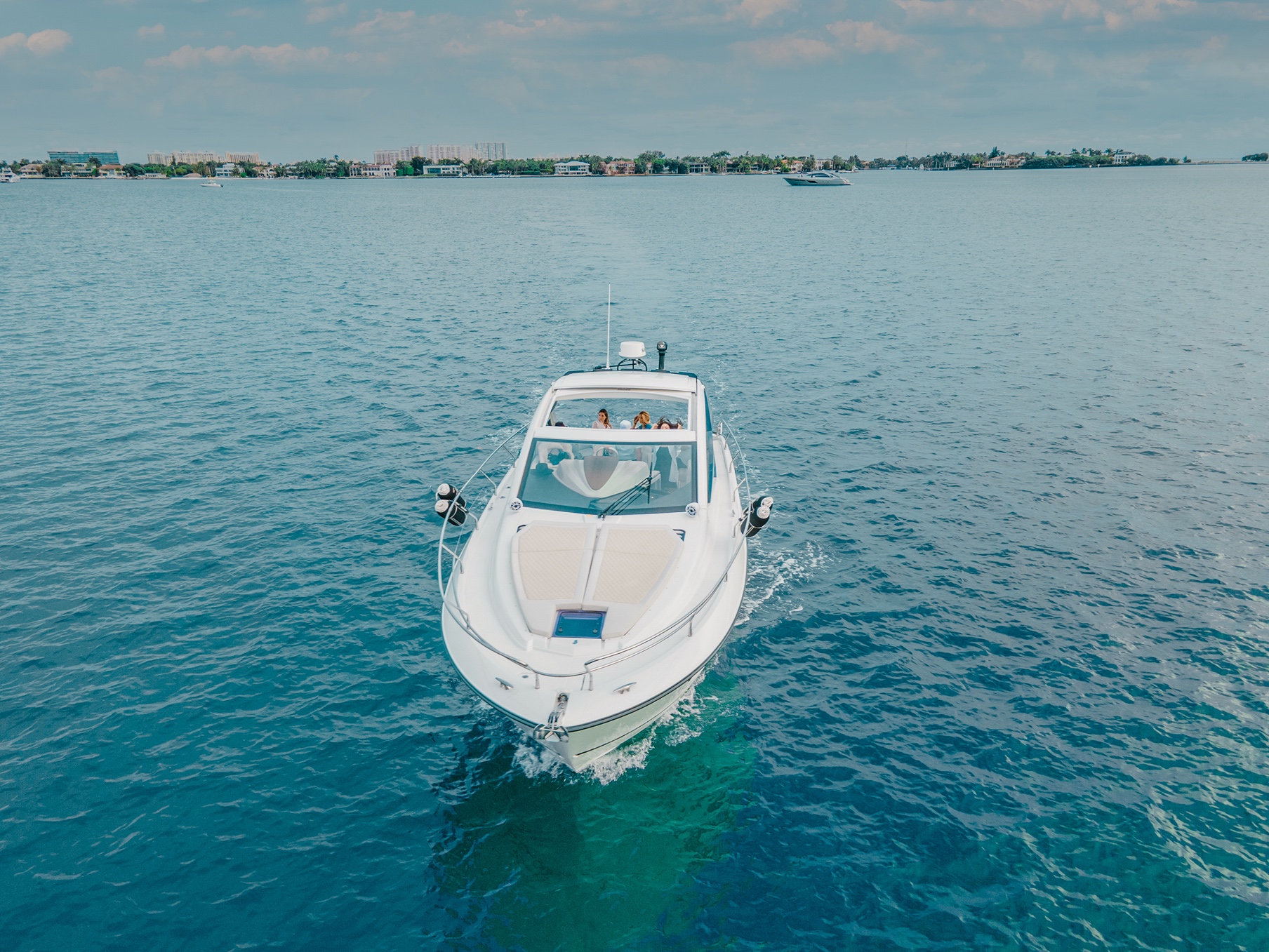 Luxury 40ft Beneteau yacht docked in Miami ready for private charter bookings
