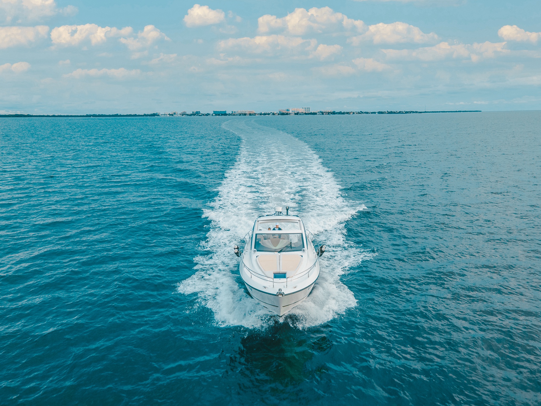 Rear view of the 40 Beneteau yacht with swimming platform