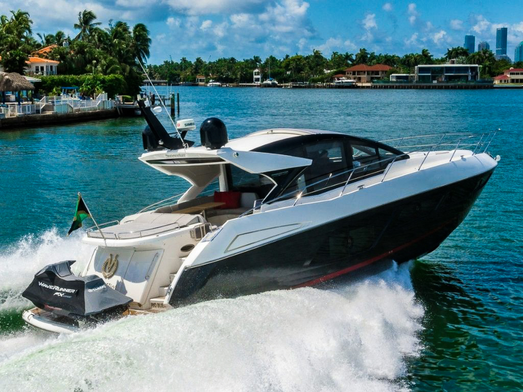 Interior salon of the 57 Sunseeker with comfortable seating