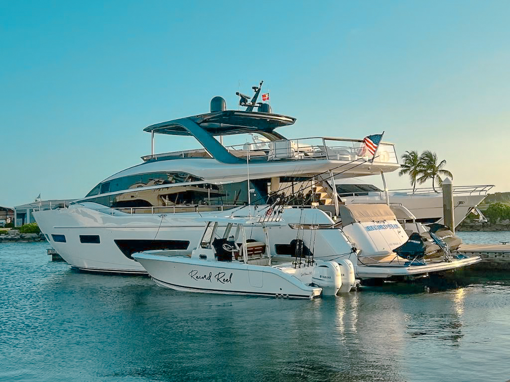 85 Princess yacht with sundeck and open ocean views