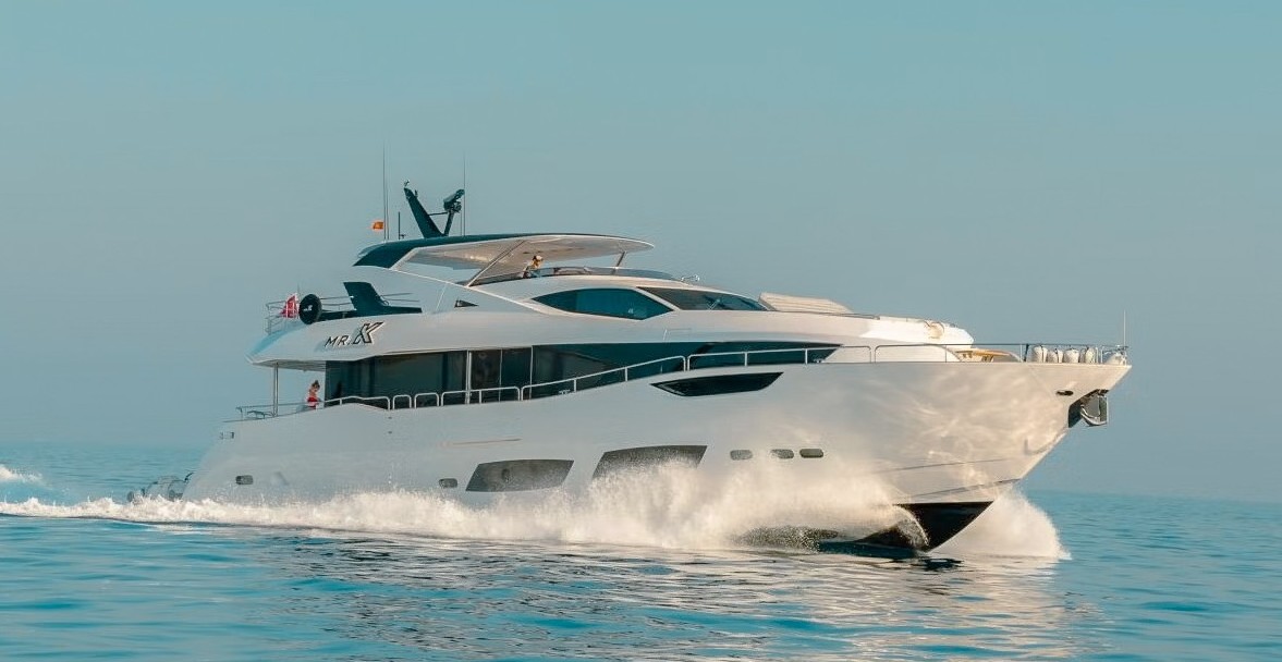Luxury 92ft Sunseeker yacht docked in Nice, France, offering private charter experiences.