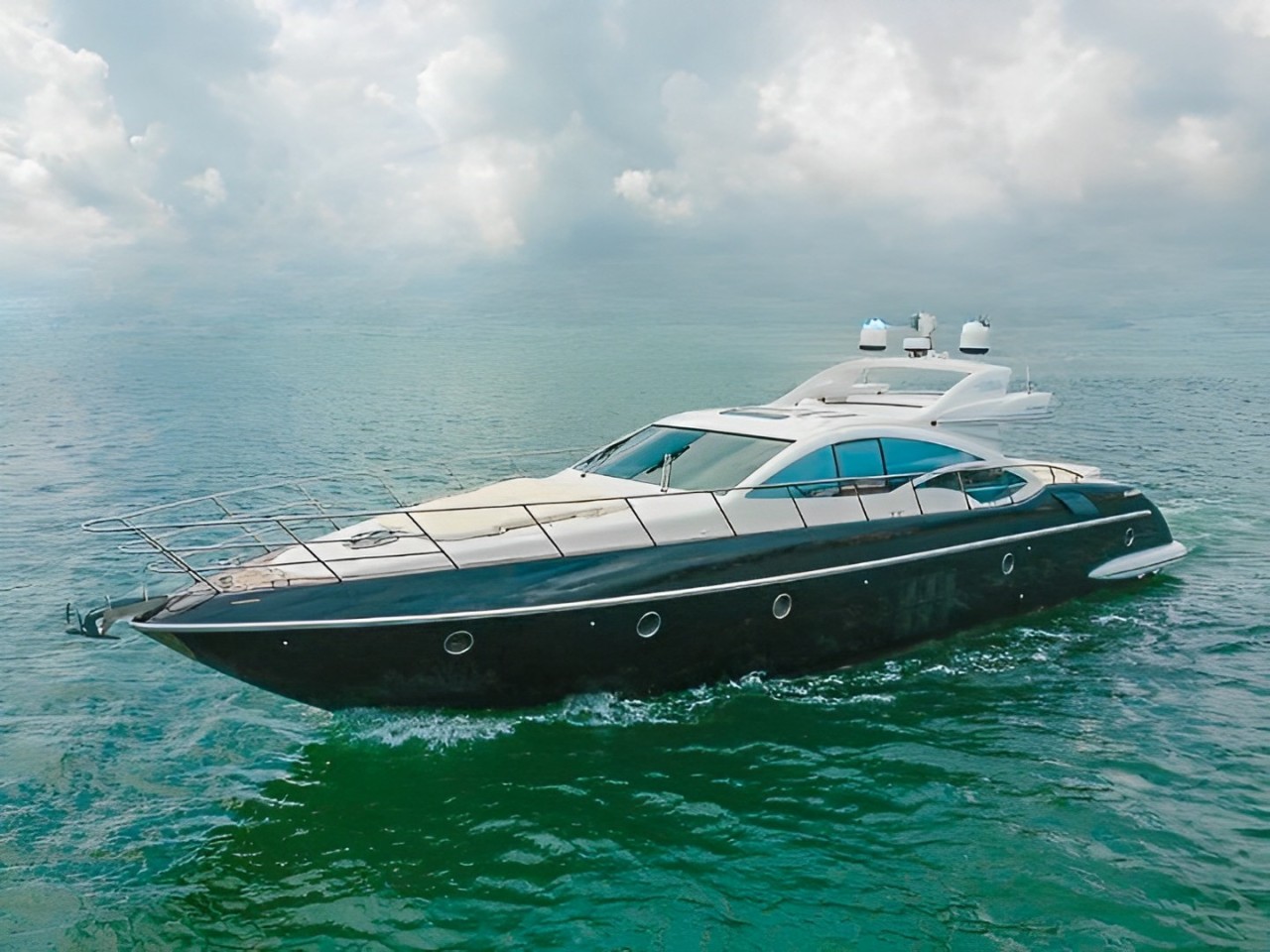 Newly listed 68ft Azimut V yacht available for private charter in Miami waters.