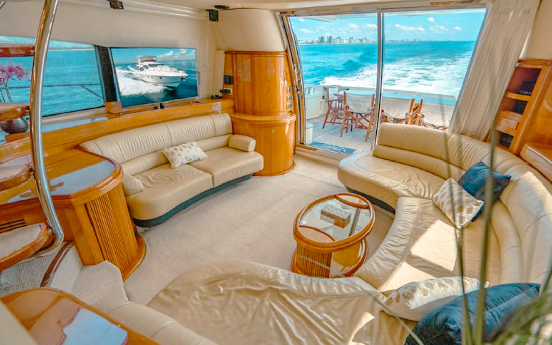 Forward deck seating on the 68 Azimut V yacht