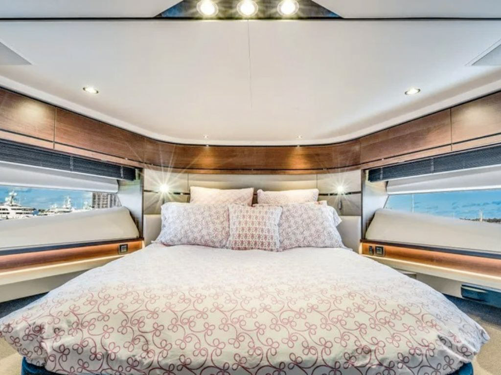 Interior seating area on the 65 Princess yacht