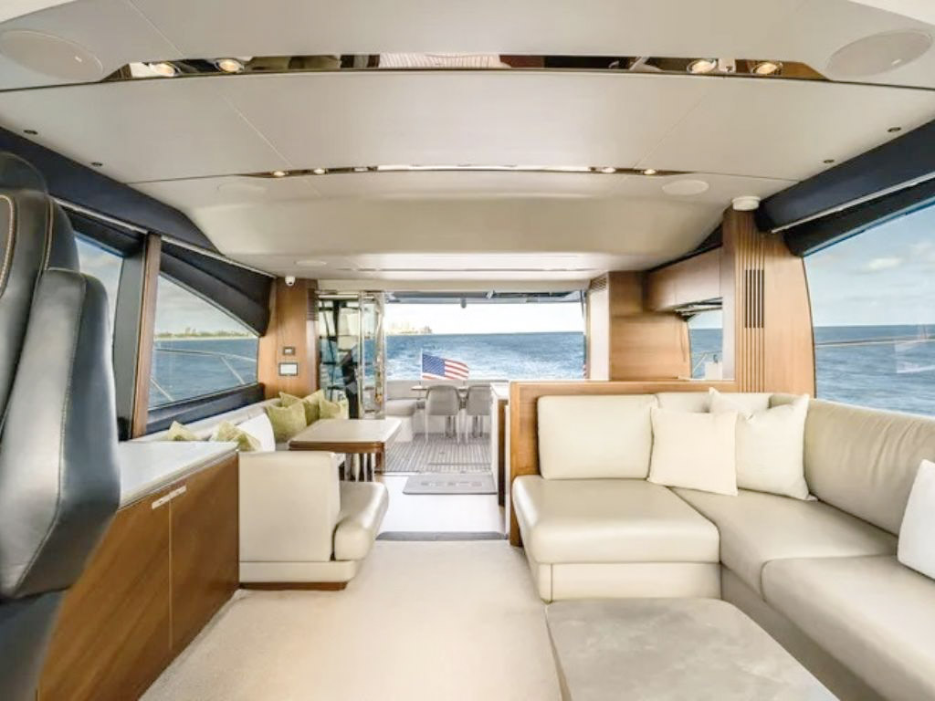 Interior dining or lounge area of the 65 Princess yacht