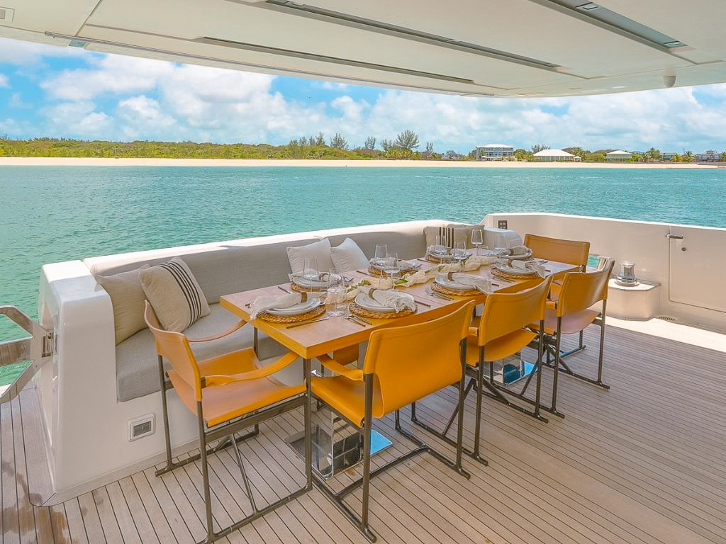 San Lorenzo 97 yacht at anchor in clear blue water