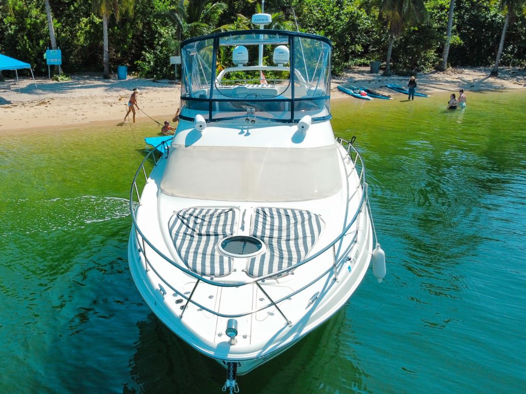 Front view of the 42 Regal yacht at sea