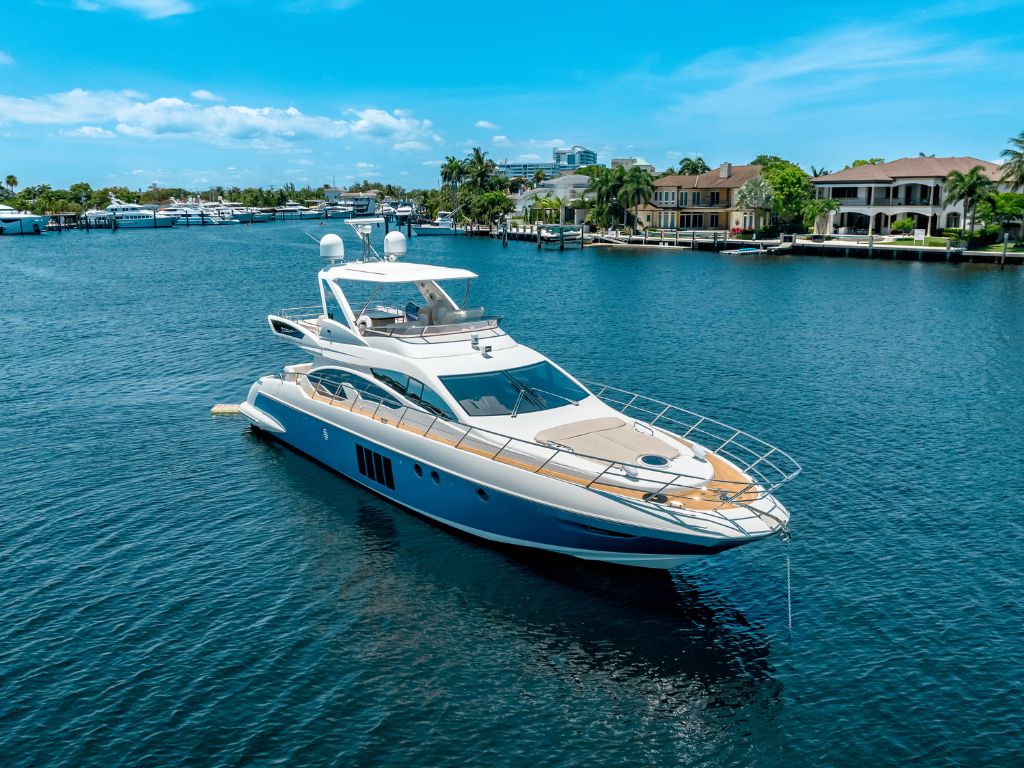 View of 64 Azimut from the water
