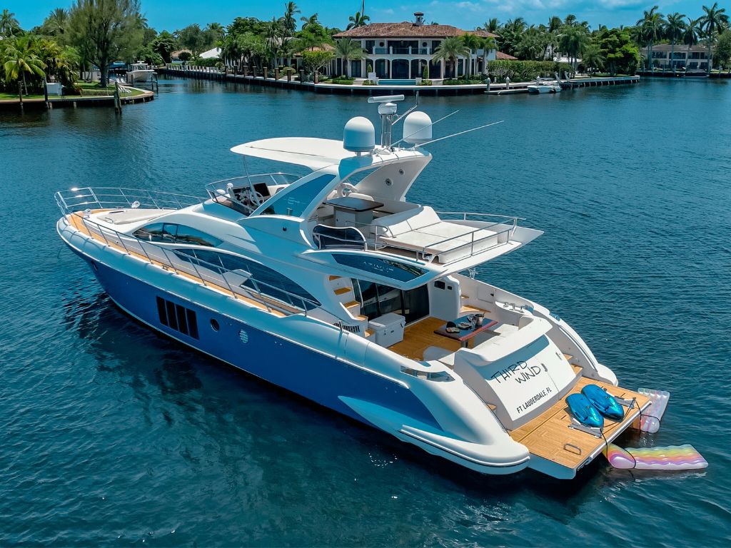 Deck of 64 Azimut with lounge seating