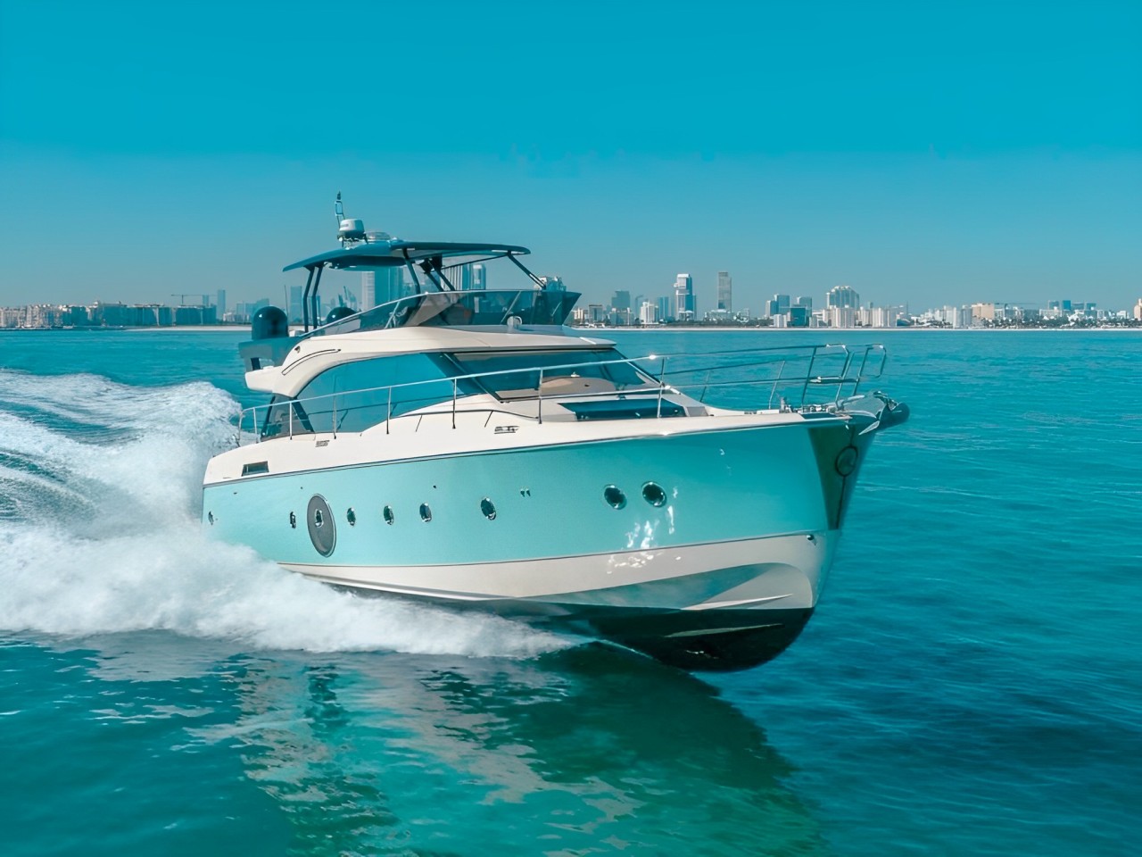 Side view of the 62 Beneteau yacht in Miami