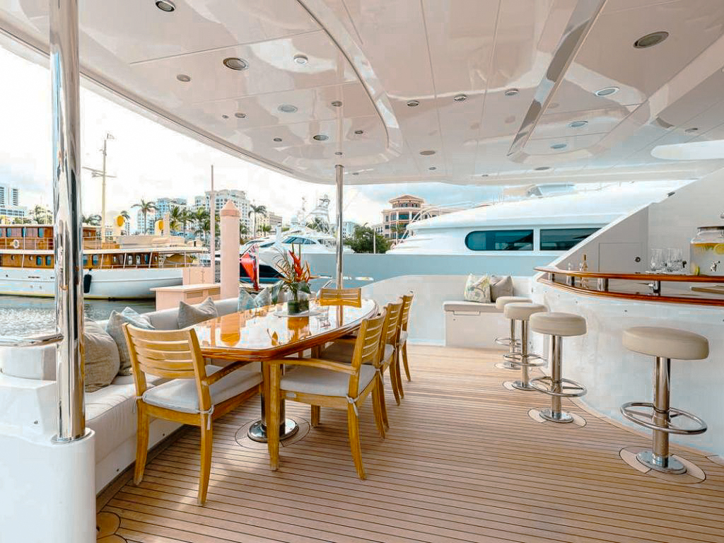 Jacuzzi area on the deck of 123 Palmer Johnson III yacht