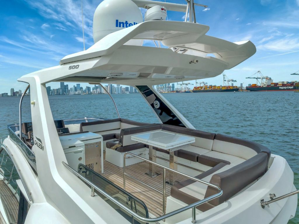 55 Galeon II Yacht Interior Lounge - Miami Boat Rental