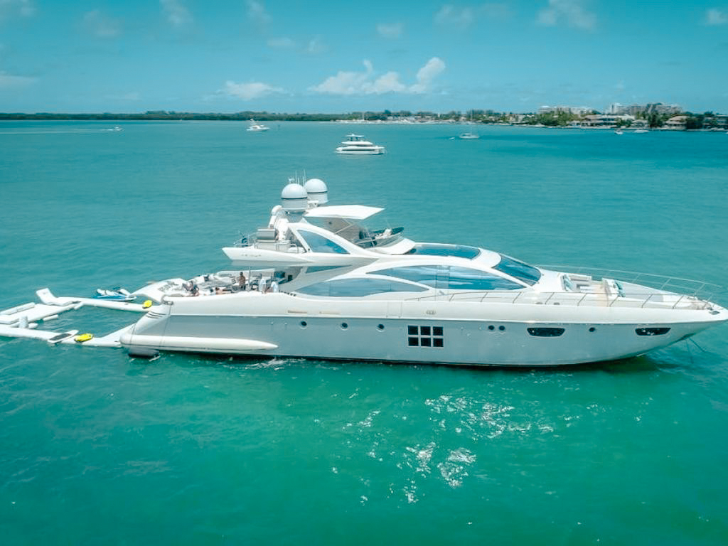 Luxury 103ft Azimut II yacht docked in Miami for charter