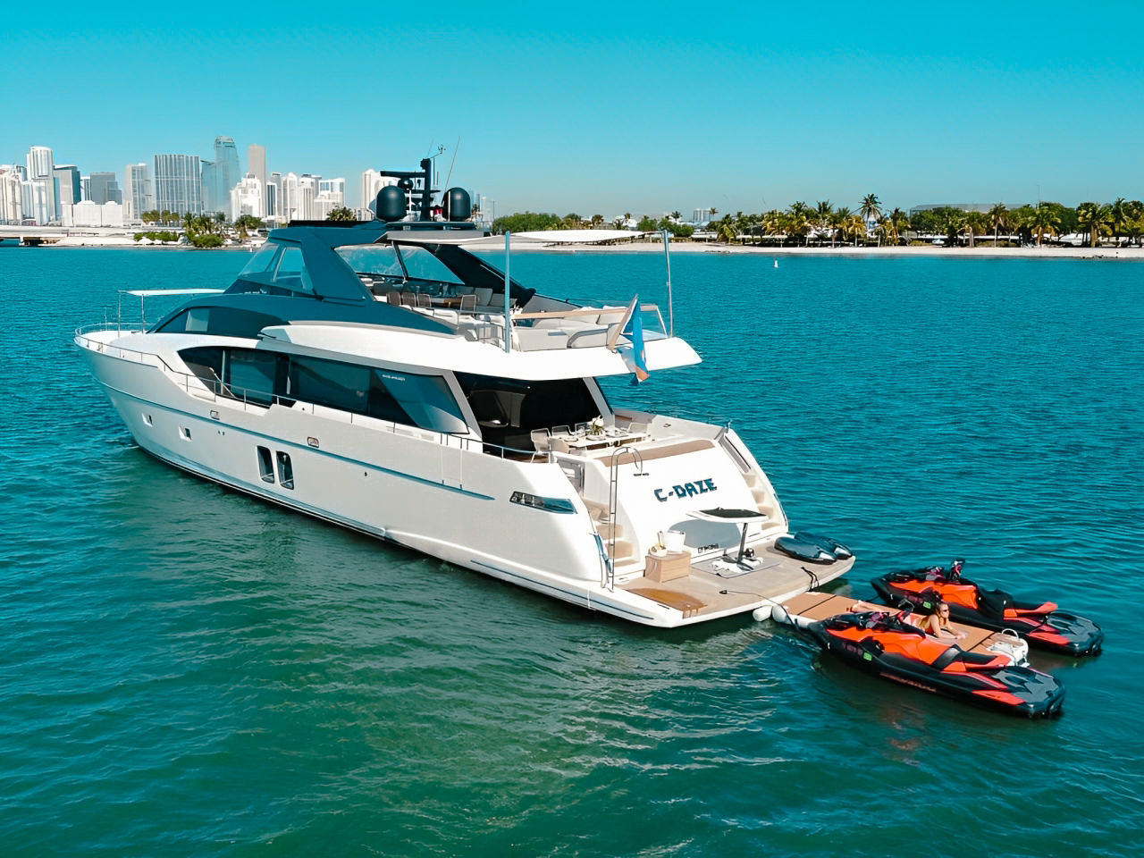 SanLorenzo II 88ft luxury yacht cruising Bimini blue waters Bahamas
