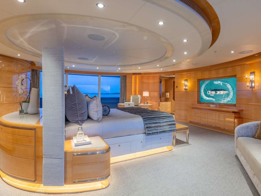 Rear view of the 180 Heesen yacht, showing transom and watersports access
