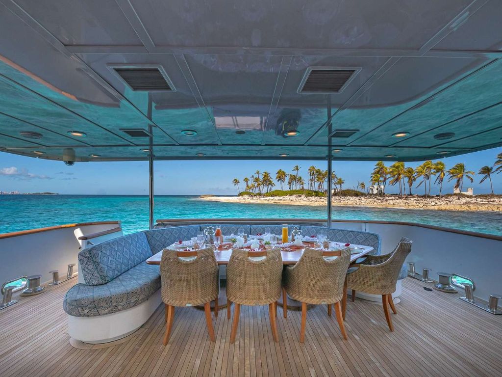 Upper deck and Jacuzzi on the 130 Christensen yacht