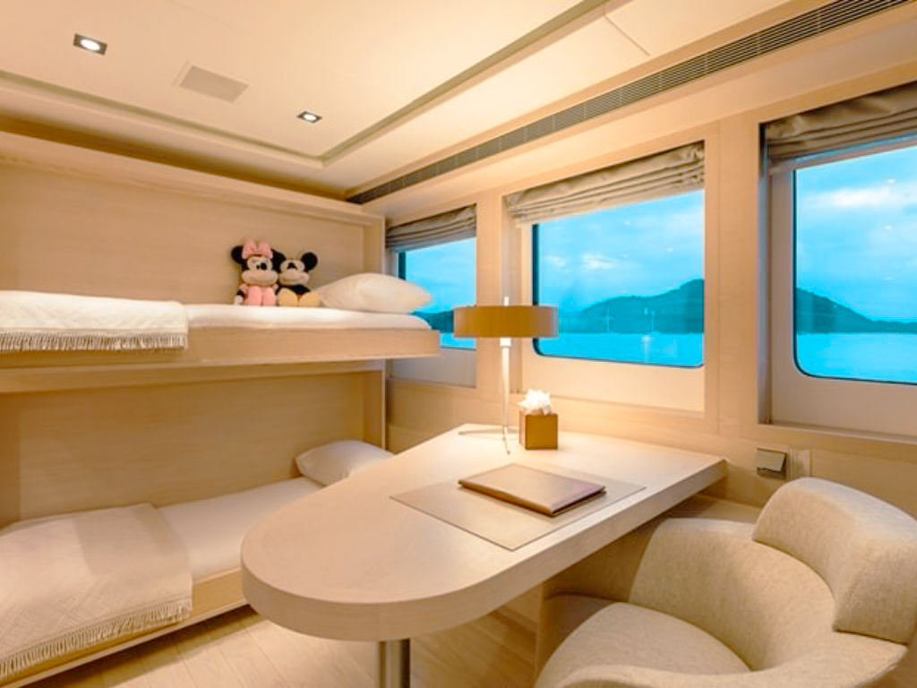 Relaxing area with sunpads on the foredeck of the 144 Heesen yacht