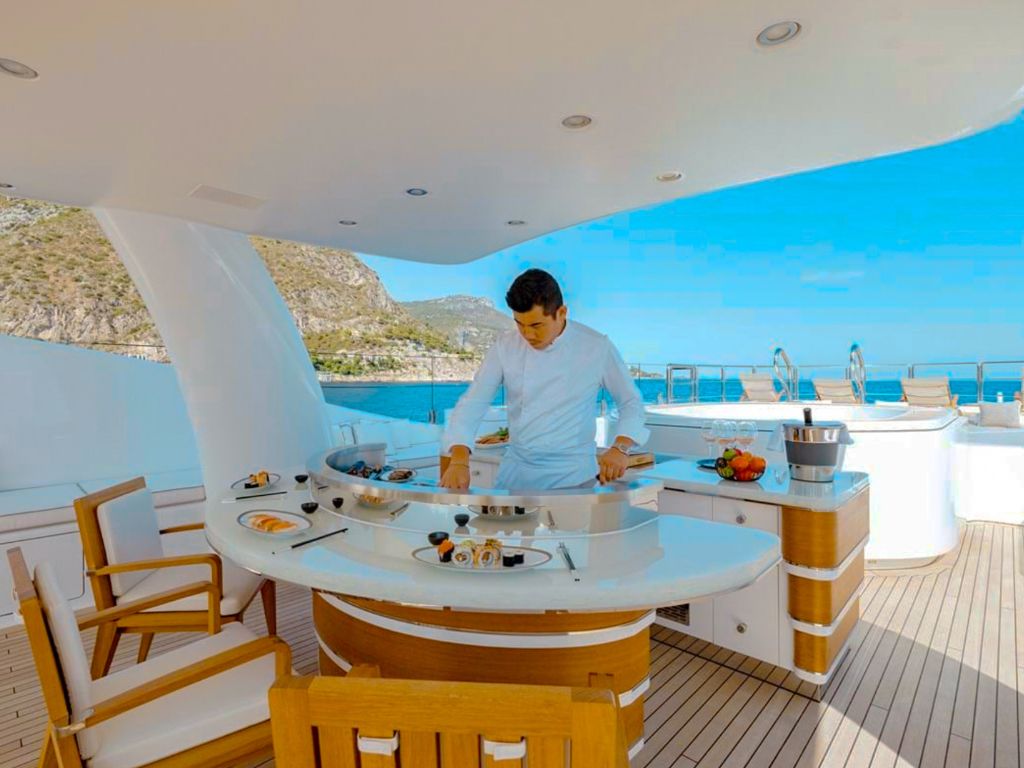View of Caribbean islands from the 180 Amels yacht