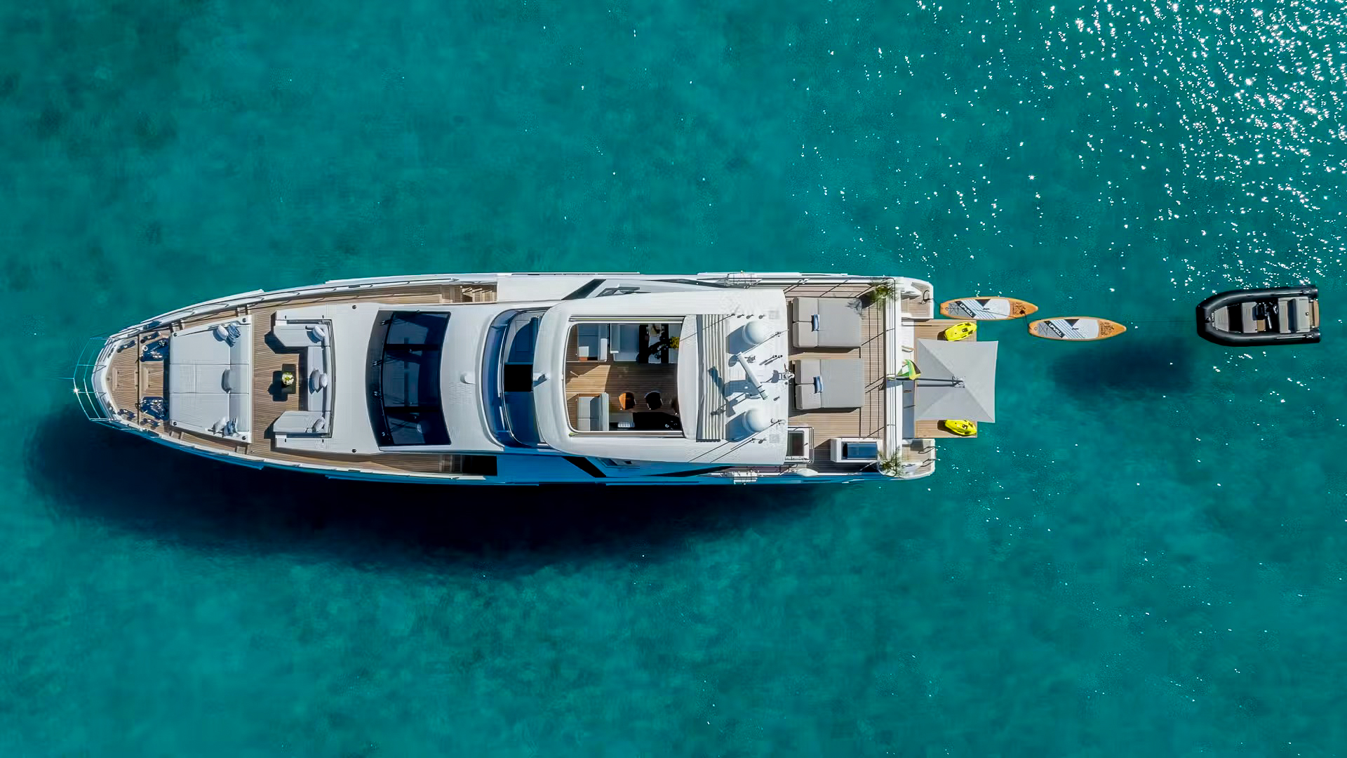 Stylish modern saloon interior of the 87 Azimut yacht