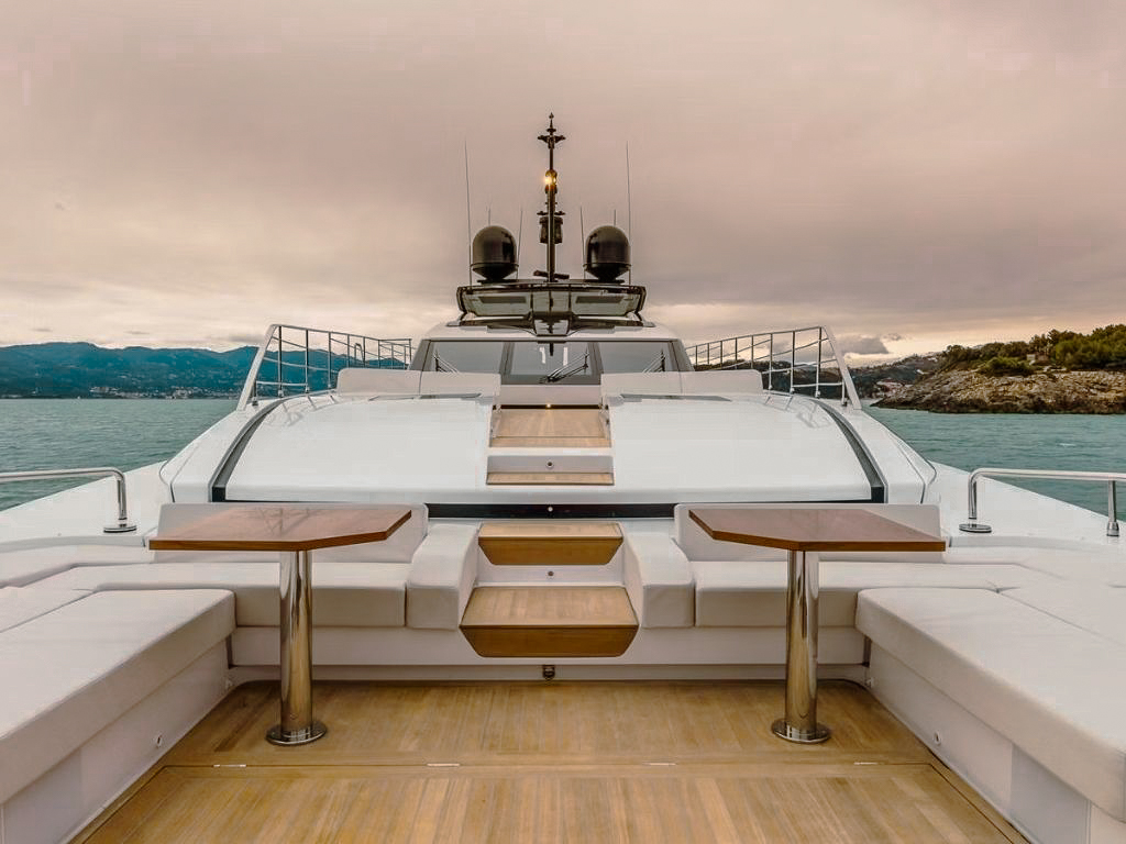View of 126 Ferretti yacht from the water