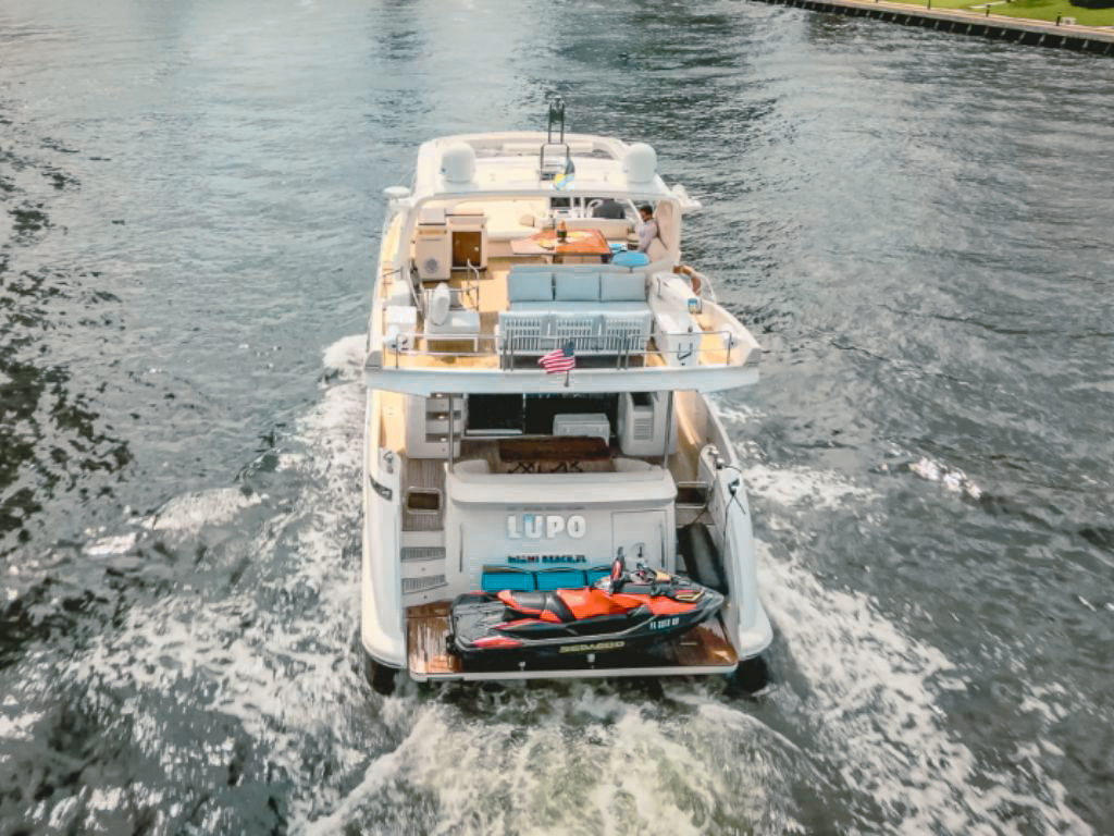 The luxurious 70 Azimut I yacht docked in Miami, ready for a private charter experience