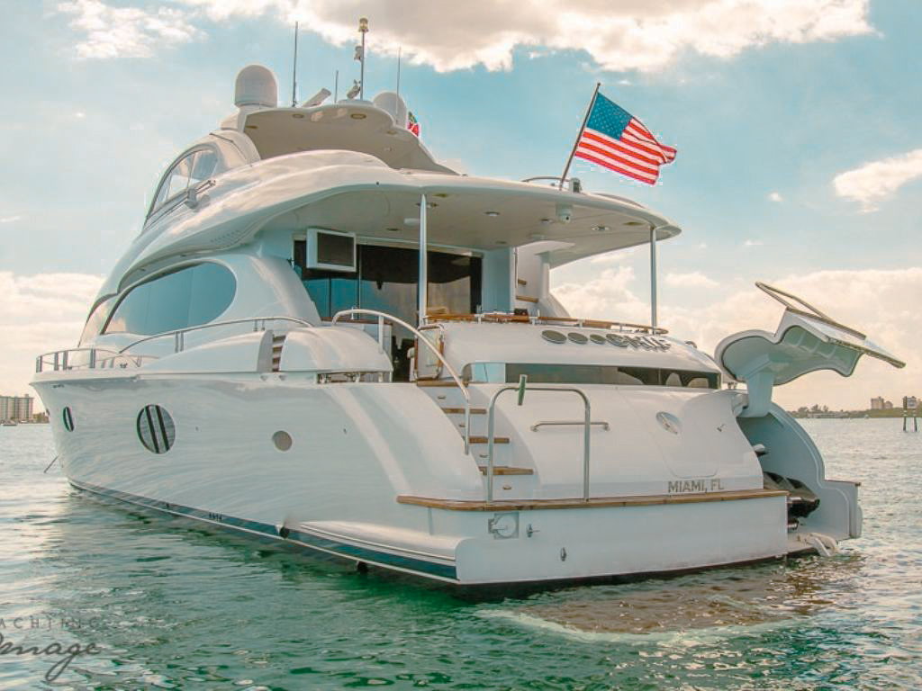 Luxurious 84ft Lazarra yacht for charter in Miami, perfect for private boat rentals