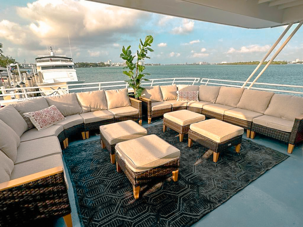 Spacious outdoor deck for guests on the 100 Starship Miami