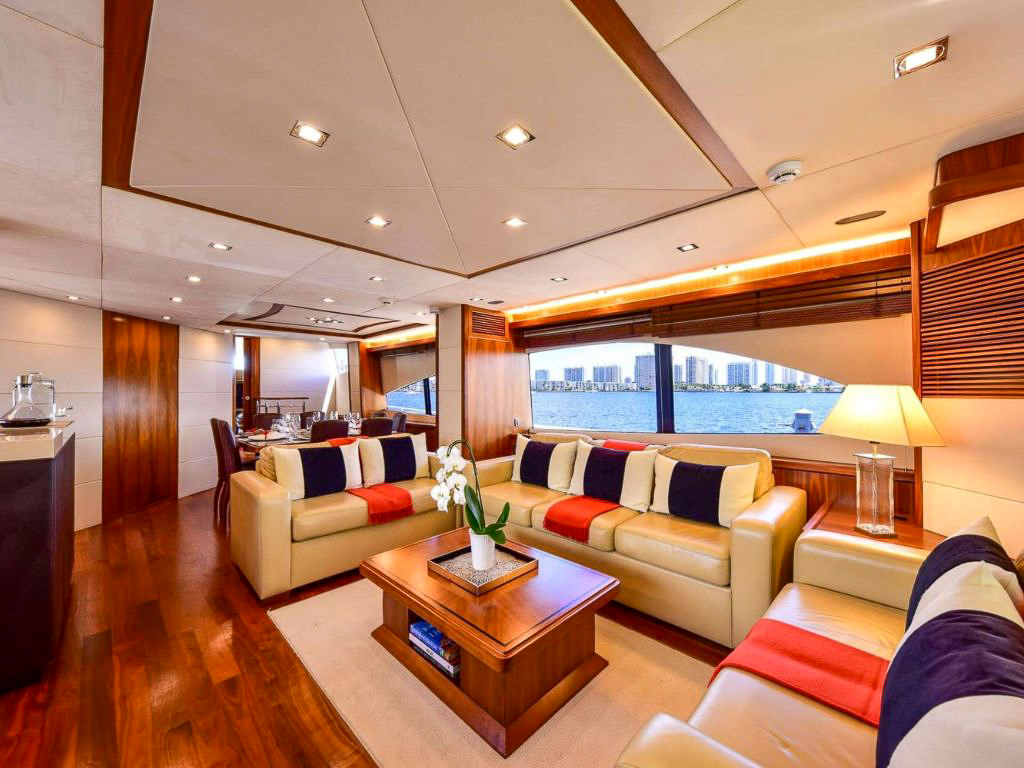 Interior salon of 90 Sunseeker with comfortable seating