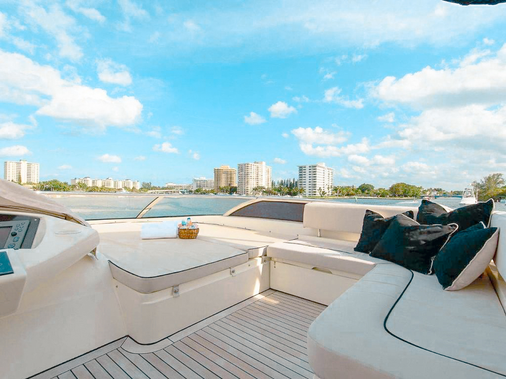 Aft deck of 90 Sunseeker with dining area