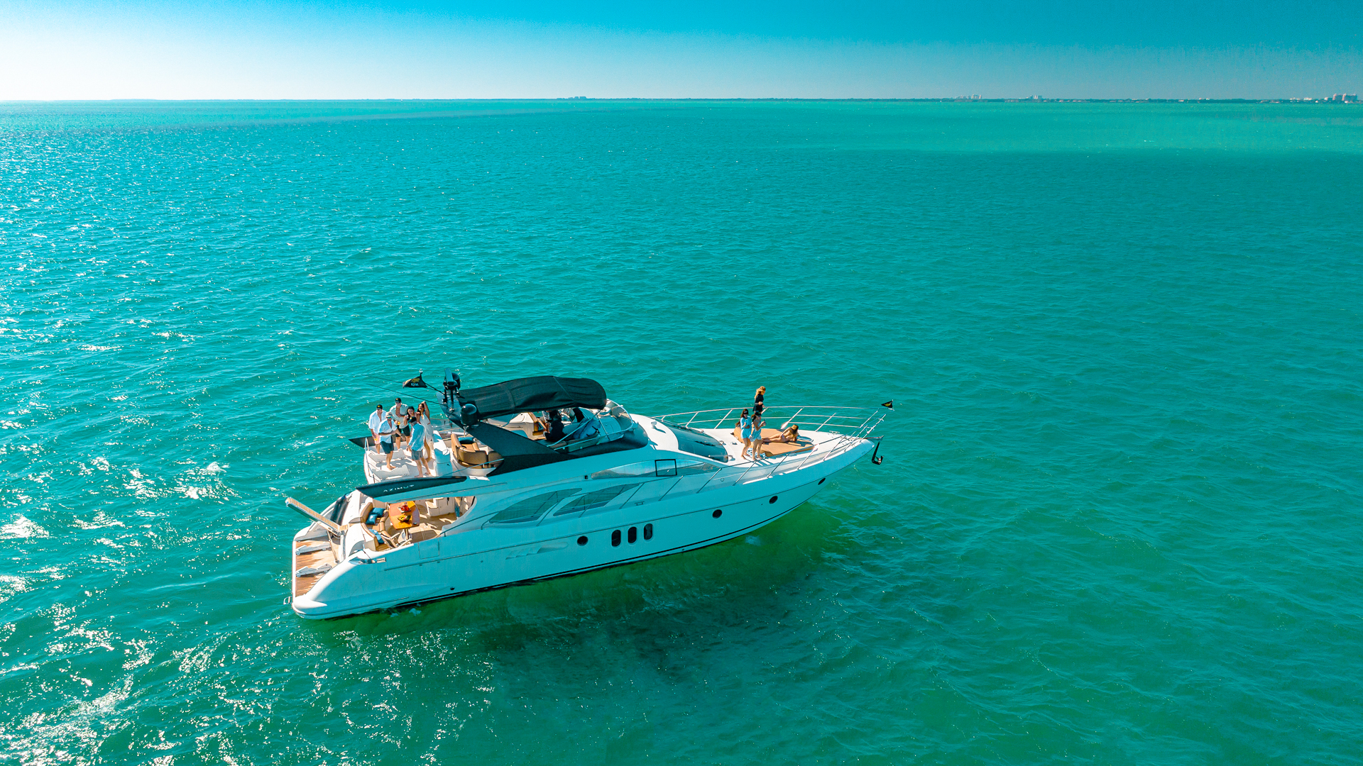 Front deck seating area and bow of 62 Azimut
