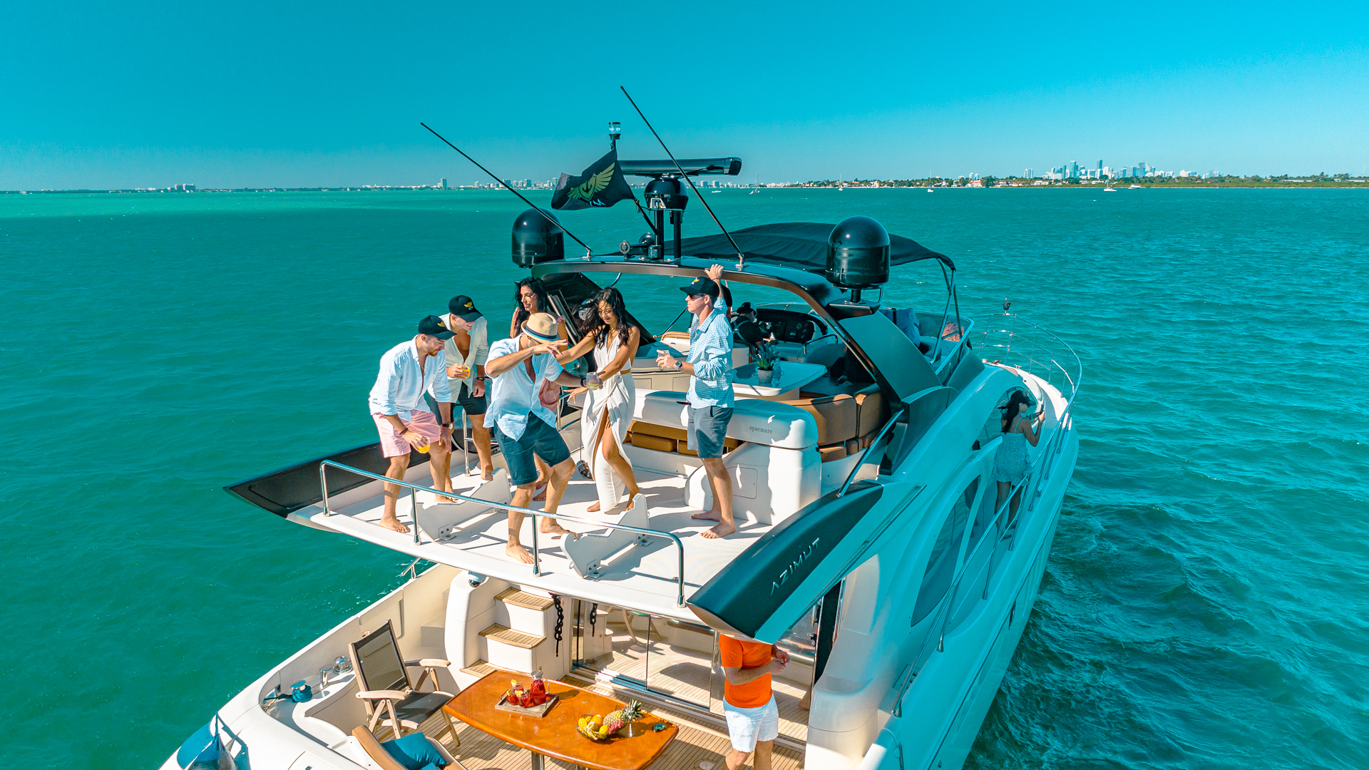 Aft deck seating area on 62 Azimut