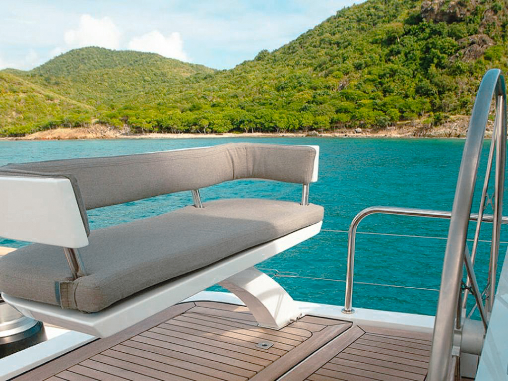 Back deck lounging area on 131 Custom Sail yacht