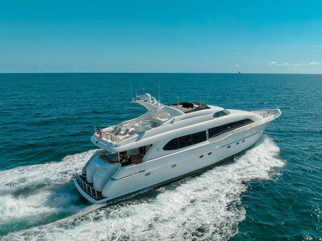 Hot tub and lounge area on the deck of the 94 Lazzara yacht