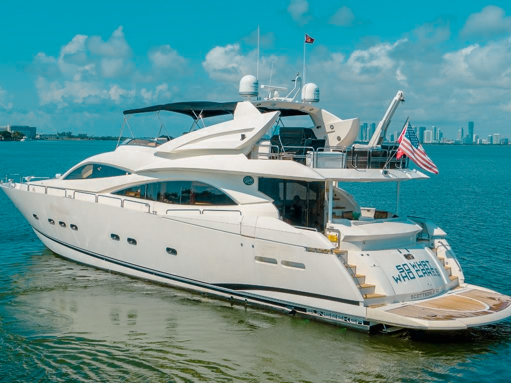 94 Sunseeker yacht deck with seating area