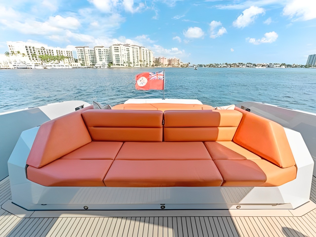 Interior seating area on 58 Vanquish III yacht