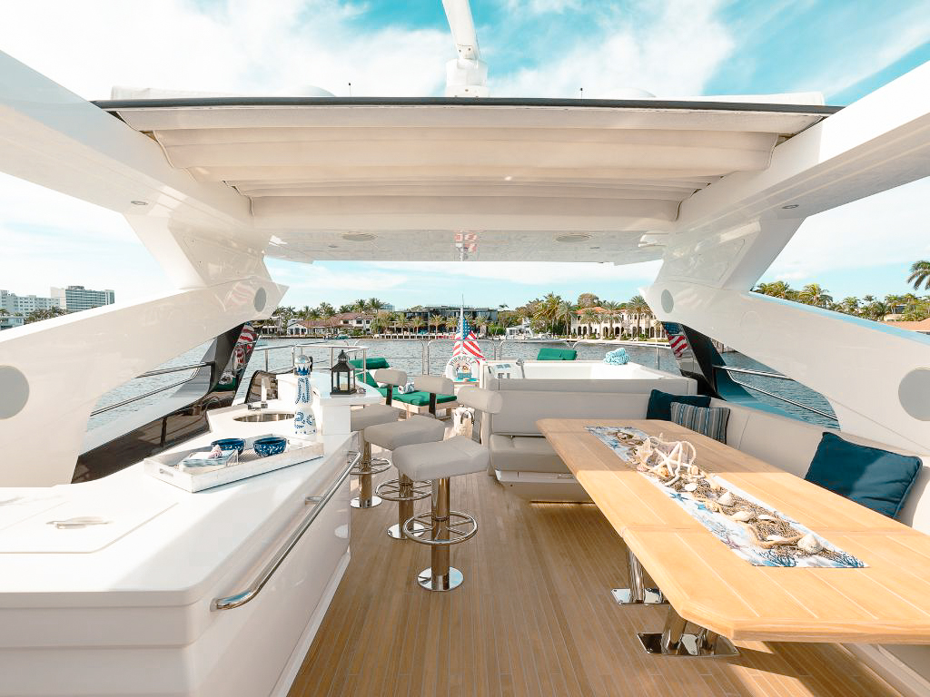 Side view of the 95 Sunseeker yacht under sail