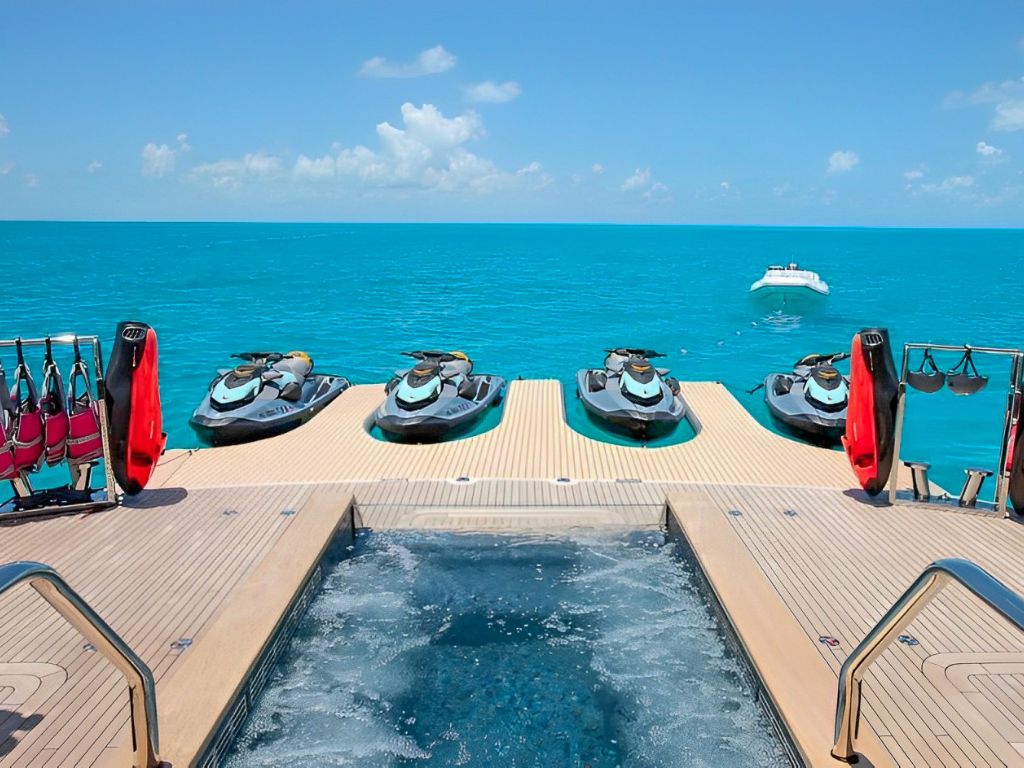 Stylish interior lounge area of the 160 Trinity yacht